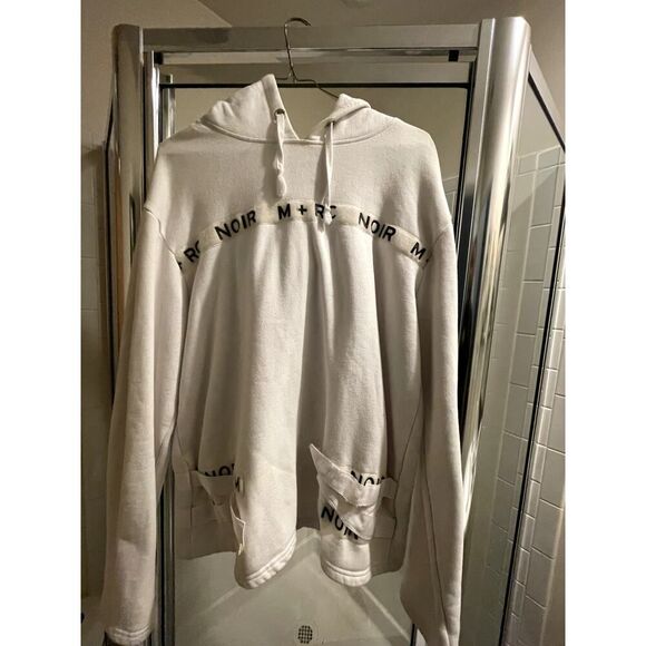 Marche Noir Hooded Sweatshirt - L -  White Black - Straight Jacket Hoodie - Picture 1 of 5